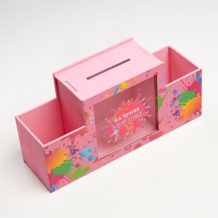 Organizer for the office with a piggy bank "For vivid impressions!" 28x8.5x14 cm-1