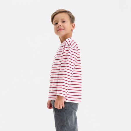 Longsliv children in strip KAFTAN, size 34 (122-128 cm), white/red color-2
