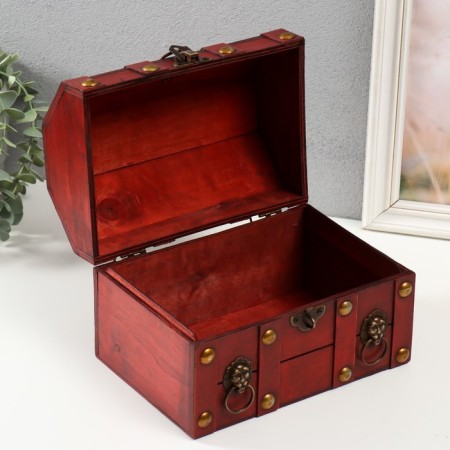 Casket chest "Leo. With rivets" brown-red 16x15.5x22 cm-2