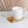 Ceramic mug on a wooden stand “Tenderness”, 330 ml, with a spoon, white color