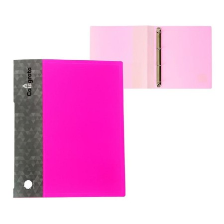 Folder on 4 rings A4, Calligrata, 25 mm, 700 μm, internal and end pocket, pink