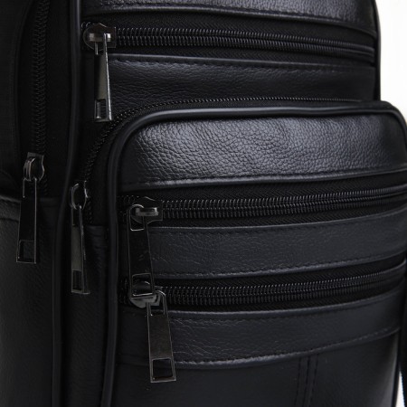 Male bag on lightning, long belt, black color-2
