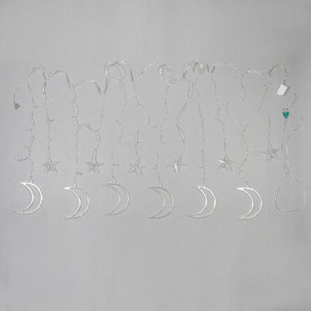 Garland “fringe” 2.7 × 0.9 m with nozzles “month”, ip20, transparent thread, 138 LED, glow warm white, 8 modes, 220 V-5