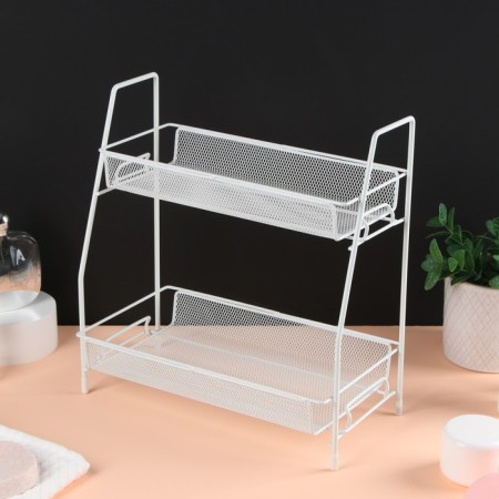 Organizer for storing cosmetics/accessories, two -level, 35 × 17 × 8 cm, white color-3