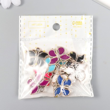 Decor for creativity plastic for metal "Butterfly" gold mix 2.2x0.3x2.6 cm-3