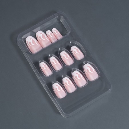 Fires “Fire”, 12 pcs, with adhesive plates, ballerina shape, pink/white color-5
