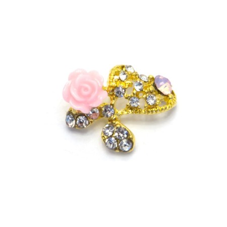 Metal fittings Pole "Tea Rose with Stones", 2 pcs