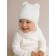 A cap on ties with ears children's Amarobaby Pure Love Bear, with a lining, size 46-48 cm, dairy color