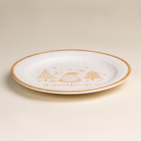 New Year's plate SL Home "Happy New Year", d = 23.3 cm, ceramics, white color-2
