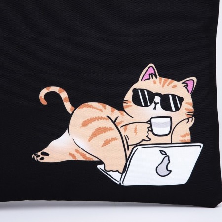 Bag Schoper "Cat with glasses", 35x0.5x40 cm, departure without lightning, without lining, black-3