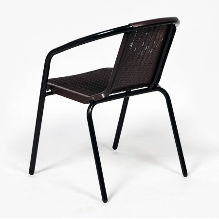Set of garden furniture: square table and 2 brown stools-7