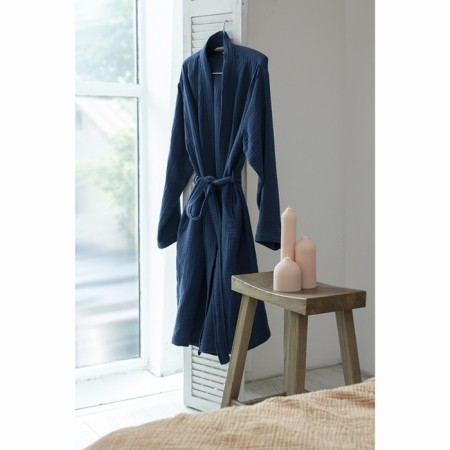 Essential robe, multilayer muslin, size m, dark blue color-11