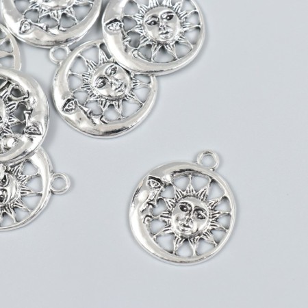 Decor for creativity Metal "Month and Sun" set 7 pcs silver 2.4x2.8 cm