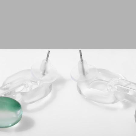 Earrings Plastic "Dog" from a balloon, the color is green-violet-1