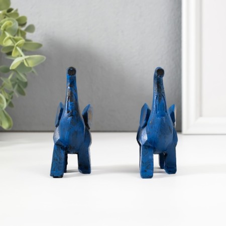 Souvenir Polystone "Blue Elephant" set 2 pcs 3x8x8.5 cm-1