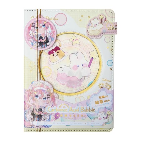 Notebook Gift, A6, 96 sheets, color block, with a curly knife, PVC cover, 3D, "Anime", mix-2