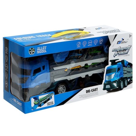 Parking 2 in 1 Truck, 6 cars, transforms into a vehicle, sound, color blue-20
