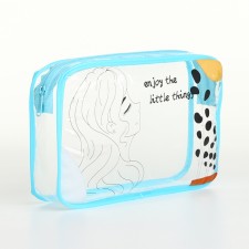 PVC silhouette cosmetic bag, 20*5*12, lightning department, blue