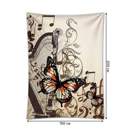 Decorative panel with photo printing "Musical butterflies", vertical, size 150x200 cm-1