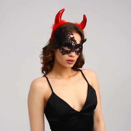 Carnival costume of the devil "Fatal beauty" (horns+ mask)-2