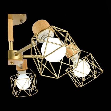 Ceiling EVOLUCE lamp. Sle110402-05. Stelitto. 5x40 watts, E27, 68x68x35 cm, golden color, light wood-12
