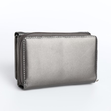 Women's wallet on the button, gray color-1