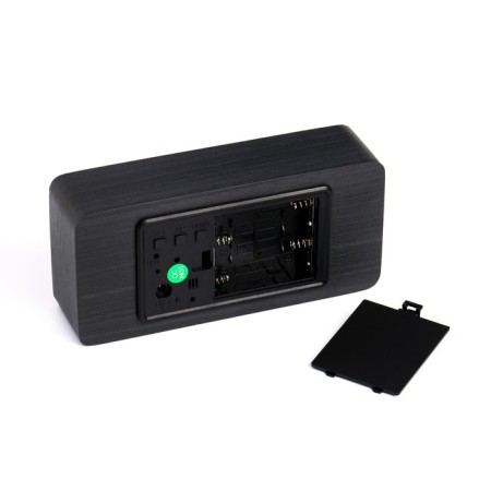 Clock - an alarm clock electronic "digit" desktop with a thermometer, wooden, aaa, USB-2