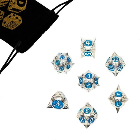 Cubes set for D&D (Dungeons and Dragons, DND) "Game time", Series: D&D, 7 pcs, silver