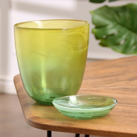 Flower pot with pallet No. 3 "Aleb" yellow-green, 1 liter-1