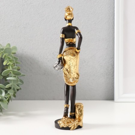 Souvenir Polystone "African in gold with a jug in the hand" 5x5x22 cm-2