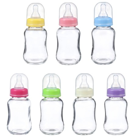 A bottle for feeding, classic throat, glass, slow flow, from 6 months, 150 ml., Mix color-1