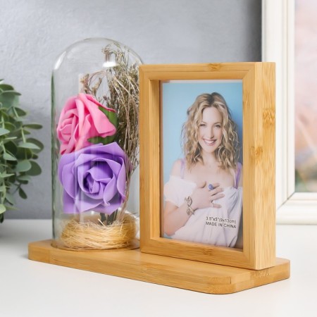 Photo frame wood 9x13 cm with backlight "Rosa in the flask" USB 9.5x21x17.5 cm-3