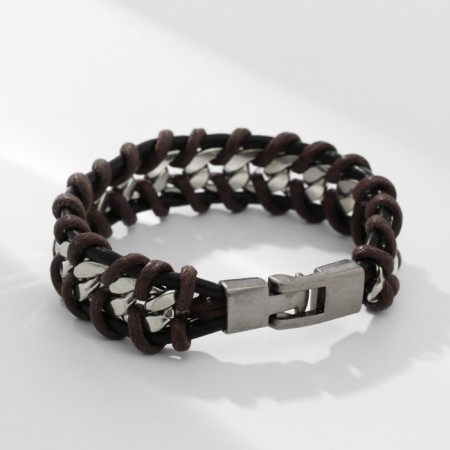 Bracelet male "millennium" weaving, brown color-1