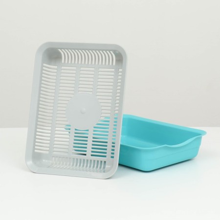 Toilet with a net, 35.5x26x7 cm, gray/turquoise-4