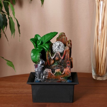 Fountain "Elephant under the Palma near the Stone Wall" 16x13x22 cm (with backlight)