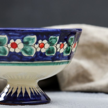 Candy of Rishtan ceramics "Flowers", 12 cm, blue-2