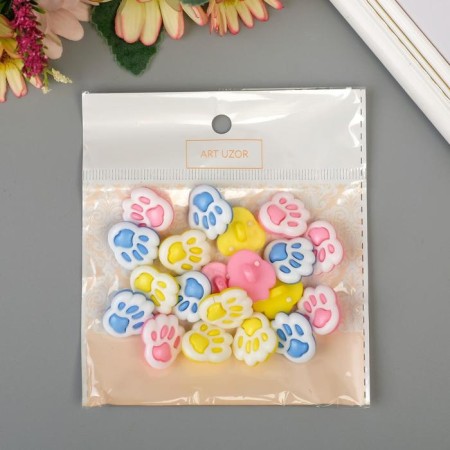 Buttons plastic for creativity "Paw" set 20 pcs mix 1.5x2 cm-4