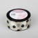 Kapron tape "Flowers", with velvet embossing, 25 mm × 9.1 ± 0.5 m, beige color/black