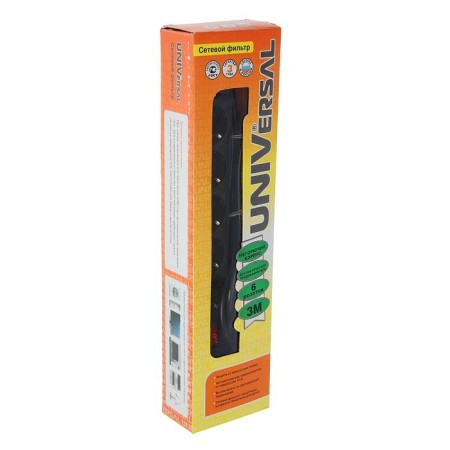 UNIVERSAL 967U-4003 network filter, 6 outlets, 3 m, 10 A, PVS 3x0.75, black-1
