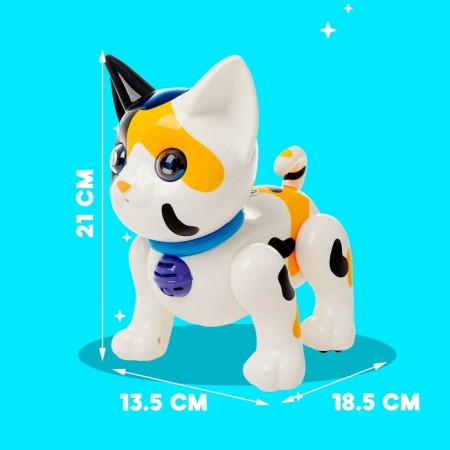 Robot Cat "Smart pet" zhory, programmable, on the control panel, interactive: sound, light, dancing, musical, batteries, in Russian, white-1