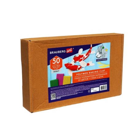 Plastic-polymer clay baked set, Brauberg, 50 colors x 20 g, with accessories