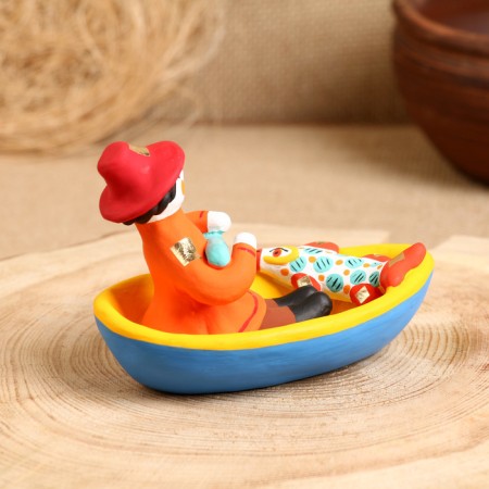 Dymkovo toy "man in a boat"-4