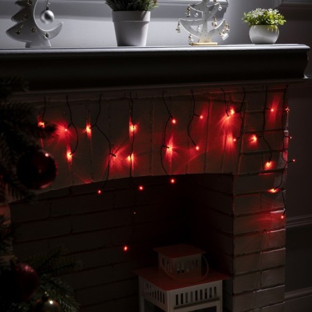 Garland “fringe” 1.8 x 0.5 m, IP20, dark thread, 48 LED, red glow, 8 modes, 220 V-2