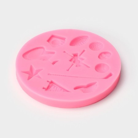 Mold "Golf", silicone, 9.8 × 9.8 × 1 cm, color mix-1