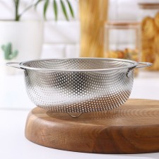 A colander made of stainless steel 