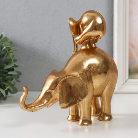 Polystone souvenir "Elephant with an elephant on the back - a pyramid" Gold 19x8.8x18.8 cm-3