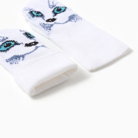 Double female mittens, white color, river 18-2