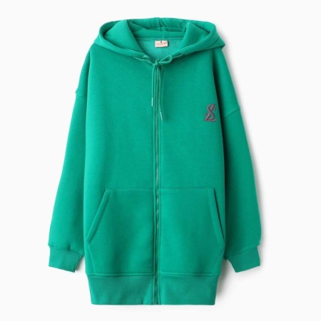 Women's sweatshirt was laid down, the color is dark green, rr One size (42-50)-6