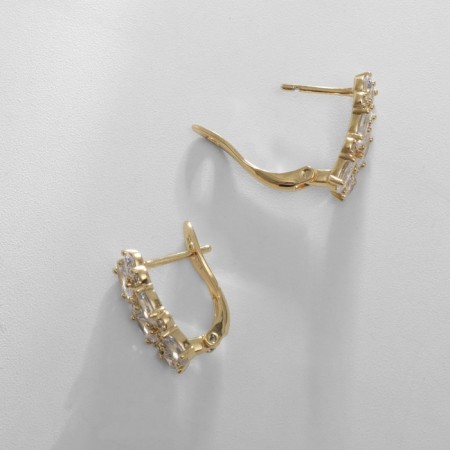 Earrings with rhinestones Xuping sheet, white color in gold-1