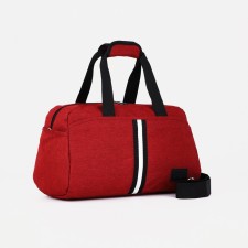 Sports bag with lightning, 3 outer pockets, long belt, burgundy color
